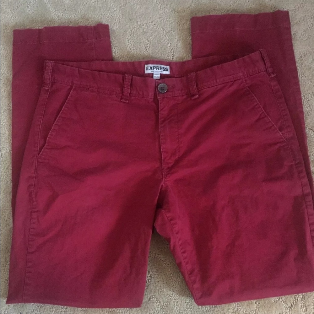 Express men photographer slim pants crimson 34 32